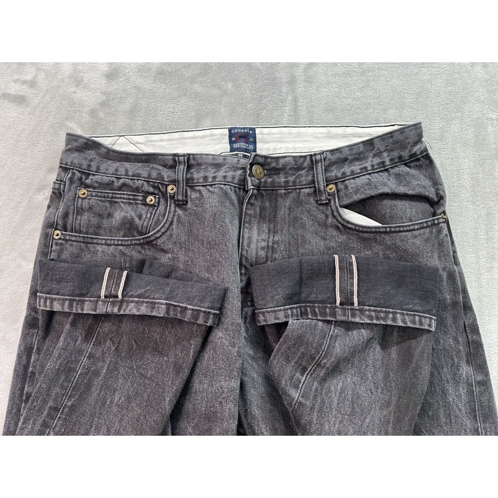 Goodale Jeans Mens Sz 36x30 W35 Black Selvedge Denim Straight New York Guys Work